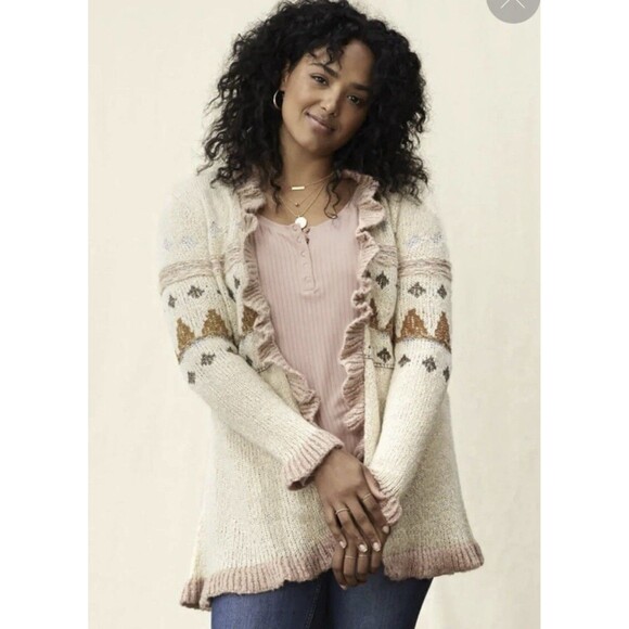 Matilda Jane Just Imagine Jacie Knit Ruffled Open Front Tunic Cardigan Medium - Picture 1 of 10
